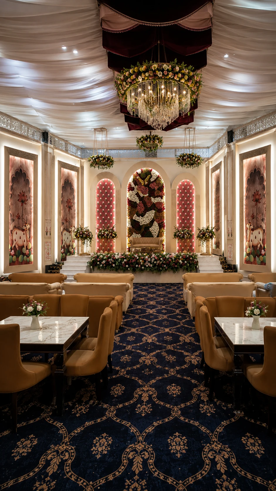 Elegant celebration stage at The Raaj Palace